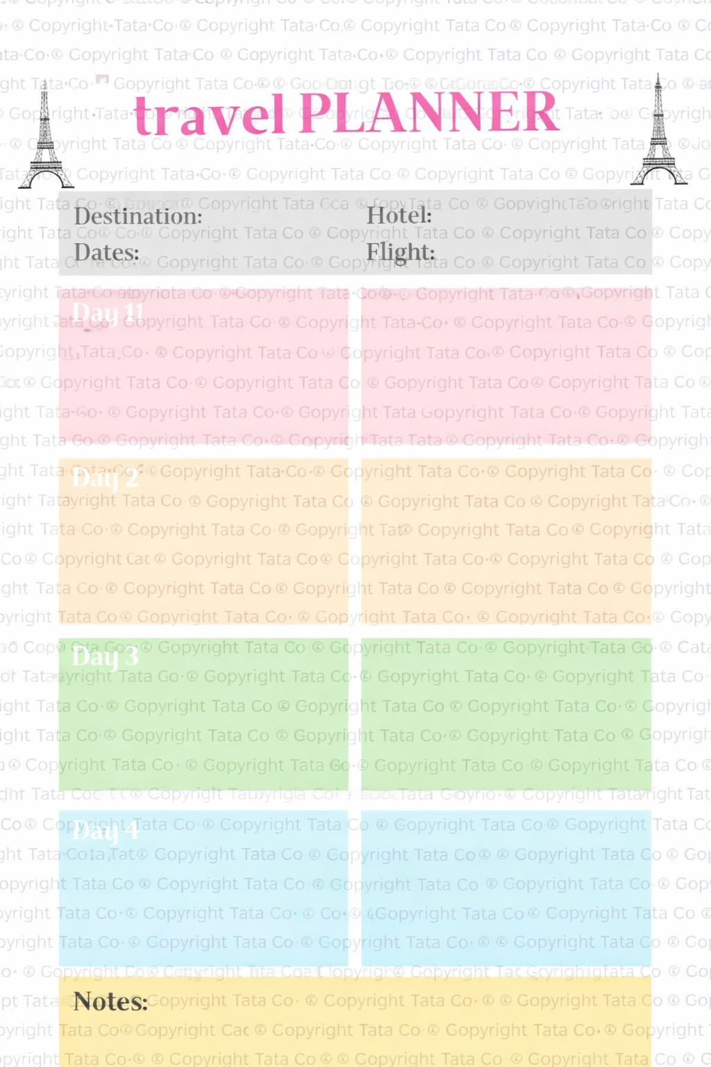 Paris itinerary pack of 2